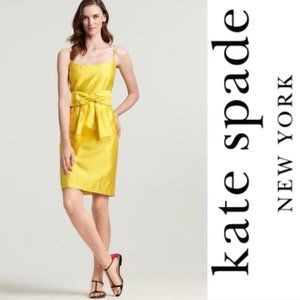 KATE SPADE “Elaine” Silk Golden Front Bow Dress